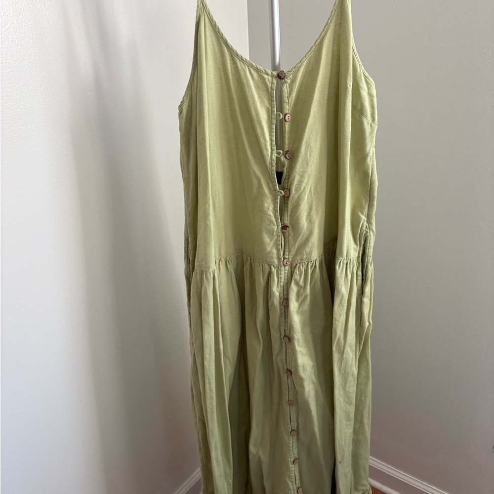 Free People Ruffle bottom Green Dress